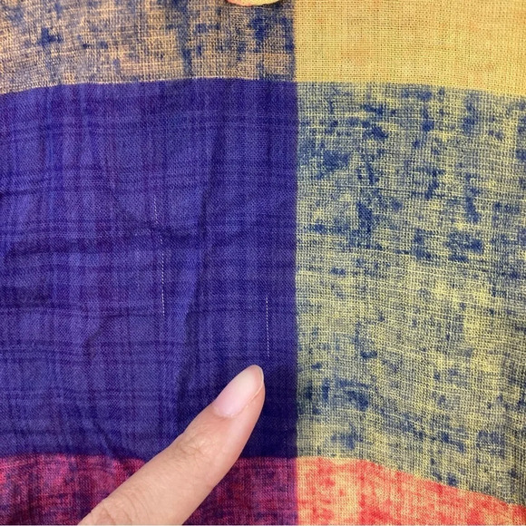 Terra Multi Color Plaid Cotton Blend Art to Wear Button Down Medium - Picture 11 of 11